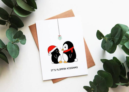 It's Flippin Kissmas | Penguin Christmas Card