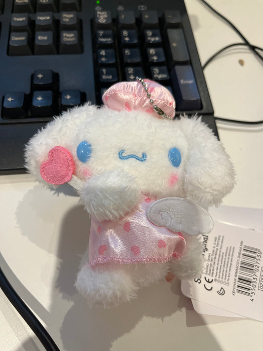 cinnamonroll w heart wand plush keychain