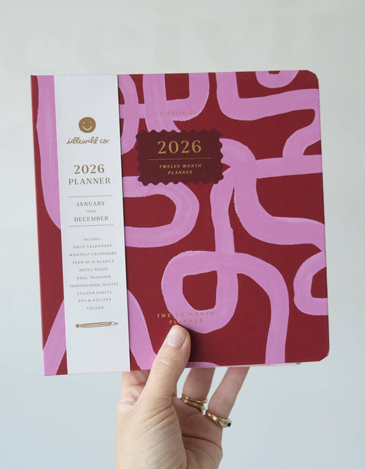 2026 Hardcover Planner, Magenta Squiggle