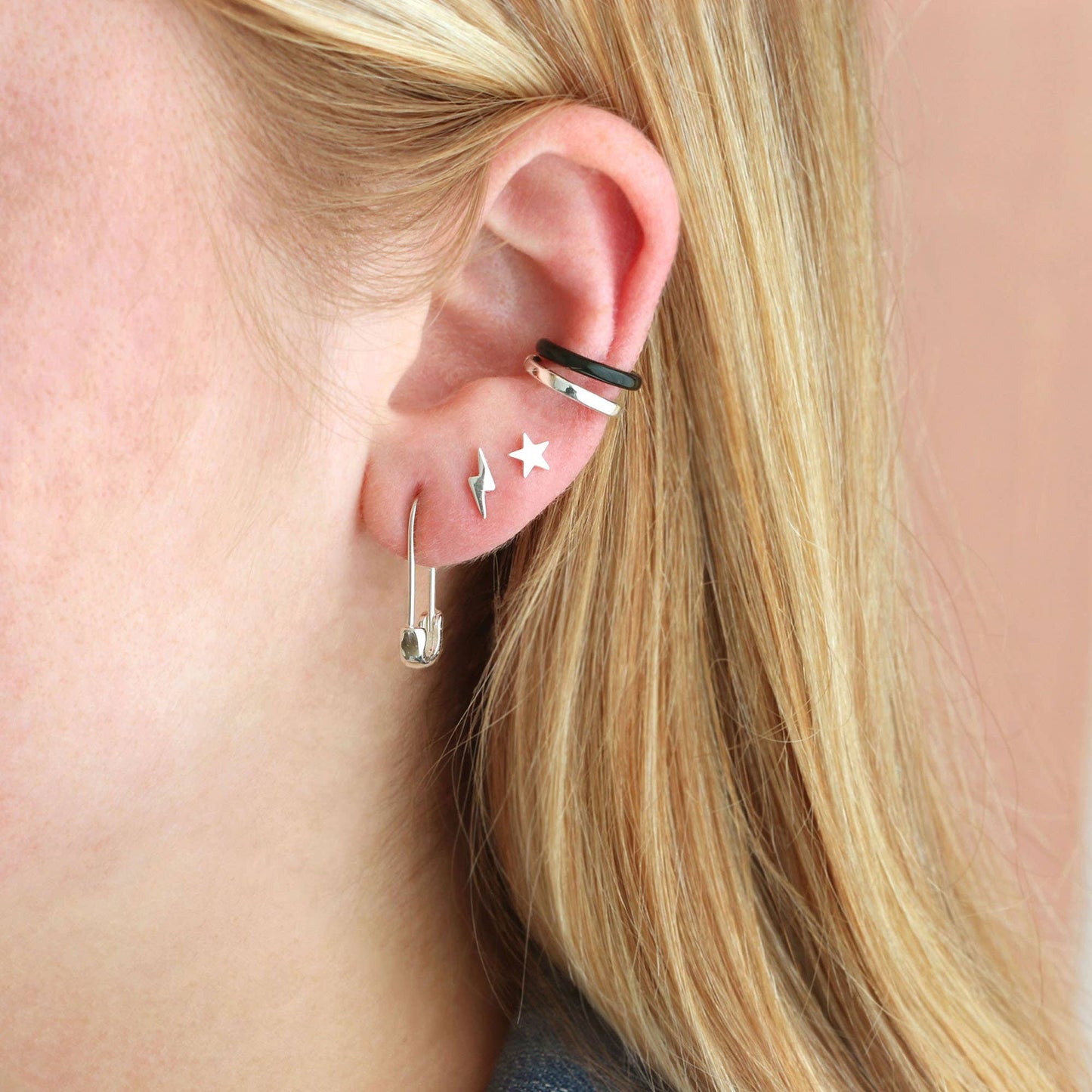 Safety Pin Hoop Earrings 18K Gold Vermeil