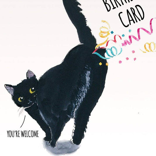 Black Cat Fart Birthday Card
