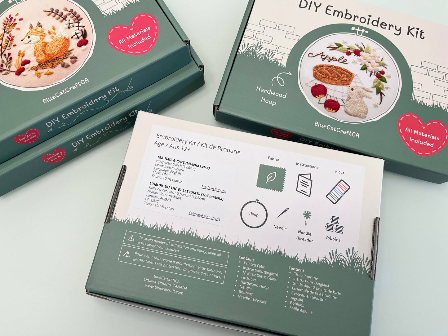 DIY Embroidery Kit Matcha Latte from Cat & Tea Collection
