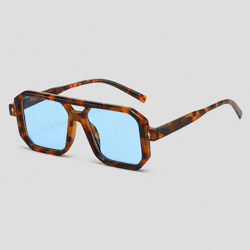 Double Bridge Arrow Metal Decor Square Sunglasses