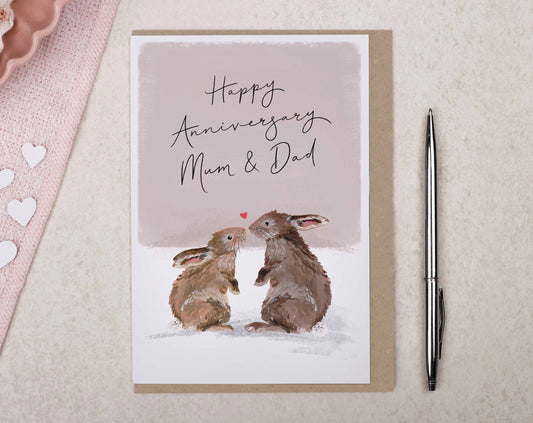 Happy Anniversary Mum & Dad Card | Traditional Rabbit Card
