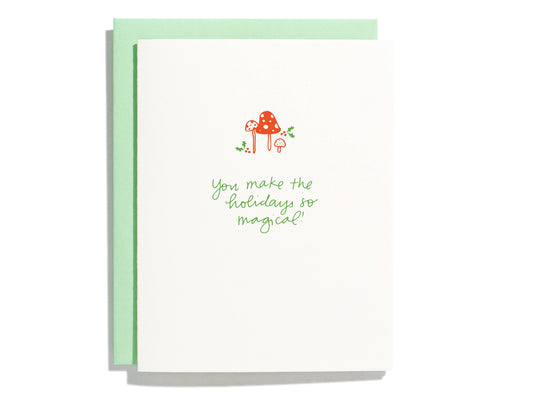 Holiday Mushrooms - Letterpress Greeting Card