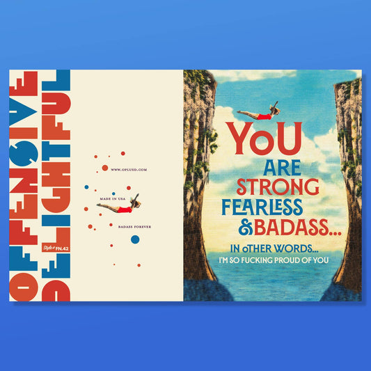 STRONG FEARLESS BADASS encouragement card
