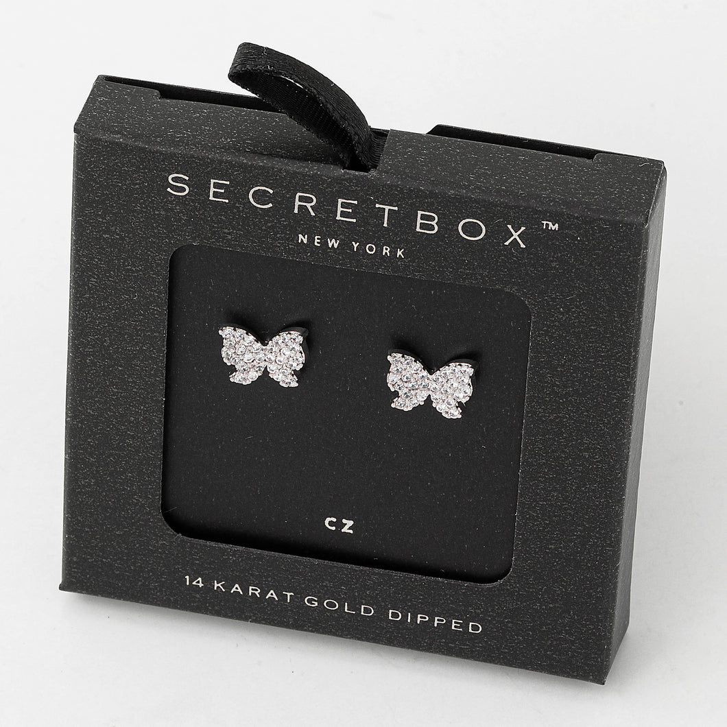 Secret Box Cz Mini Butterfly Earrings