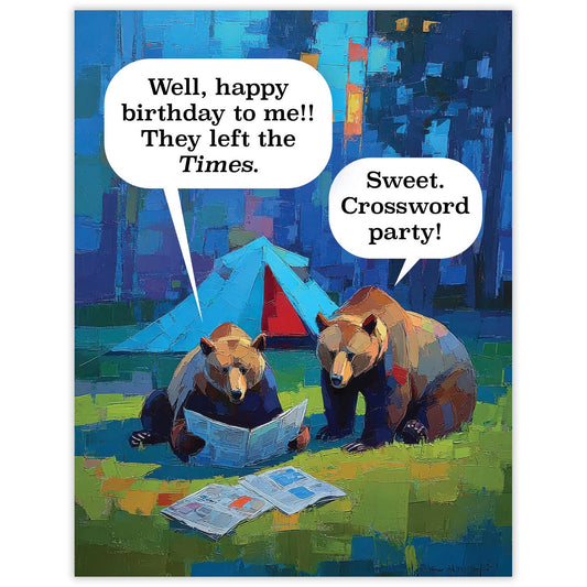 Crossword Bears - Recycled Birthday Card for Campers