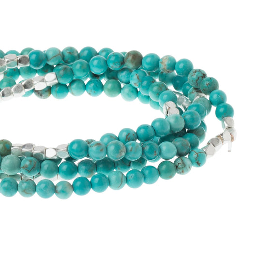 Stone Wrap Bracelet/Necklace - Turquoise/Silver/Stone of