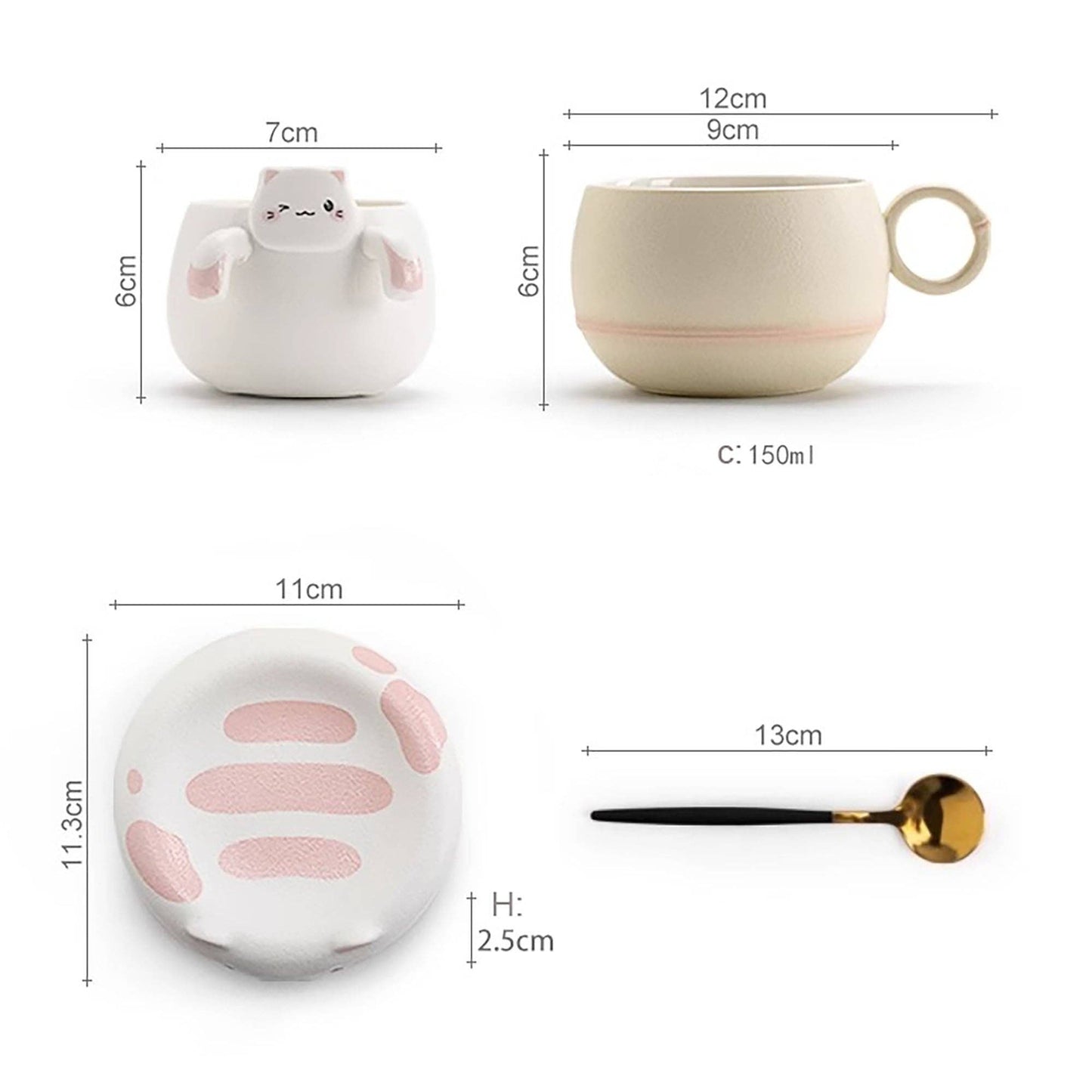 Ceramic mug with lucky cat-shaped filter