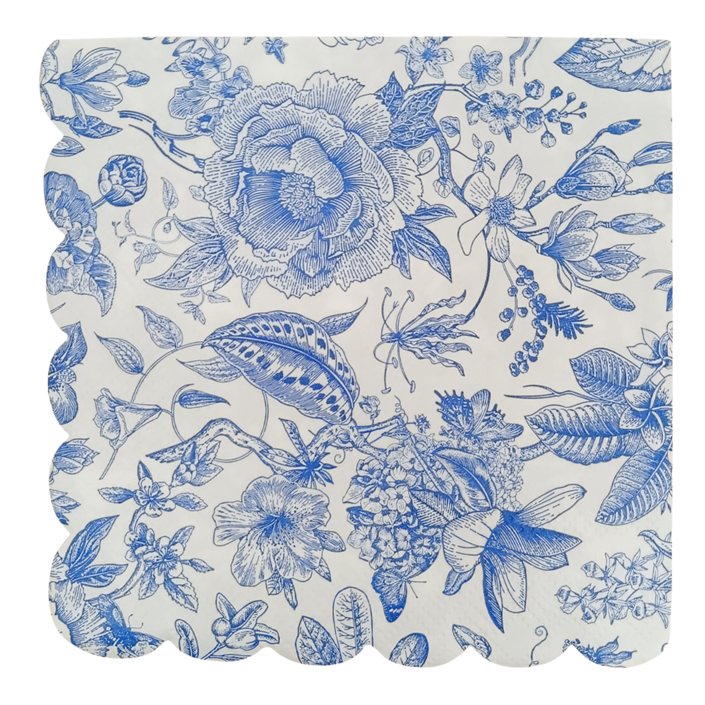 Blue Delft Foil Heart Cocktail Napkins - Home Decor