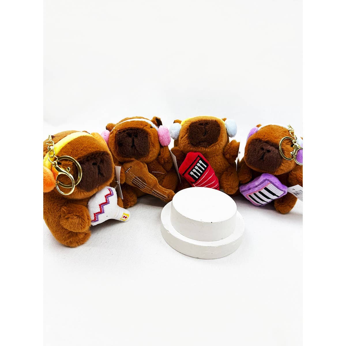 Cute Capybara Band Plush Key Chain