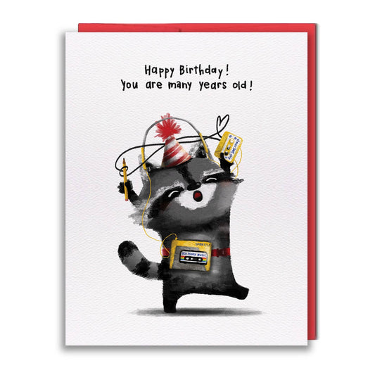 Many Years Old Raccoon Birthday Card