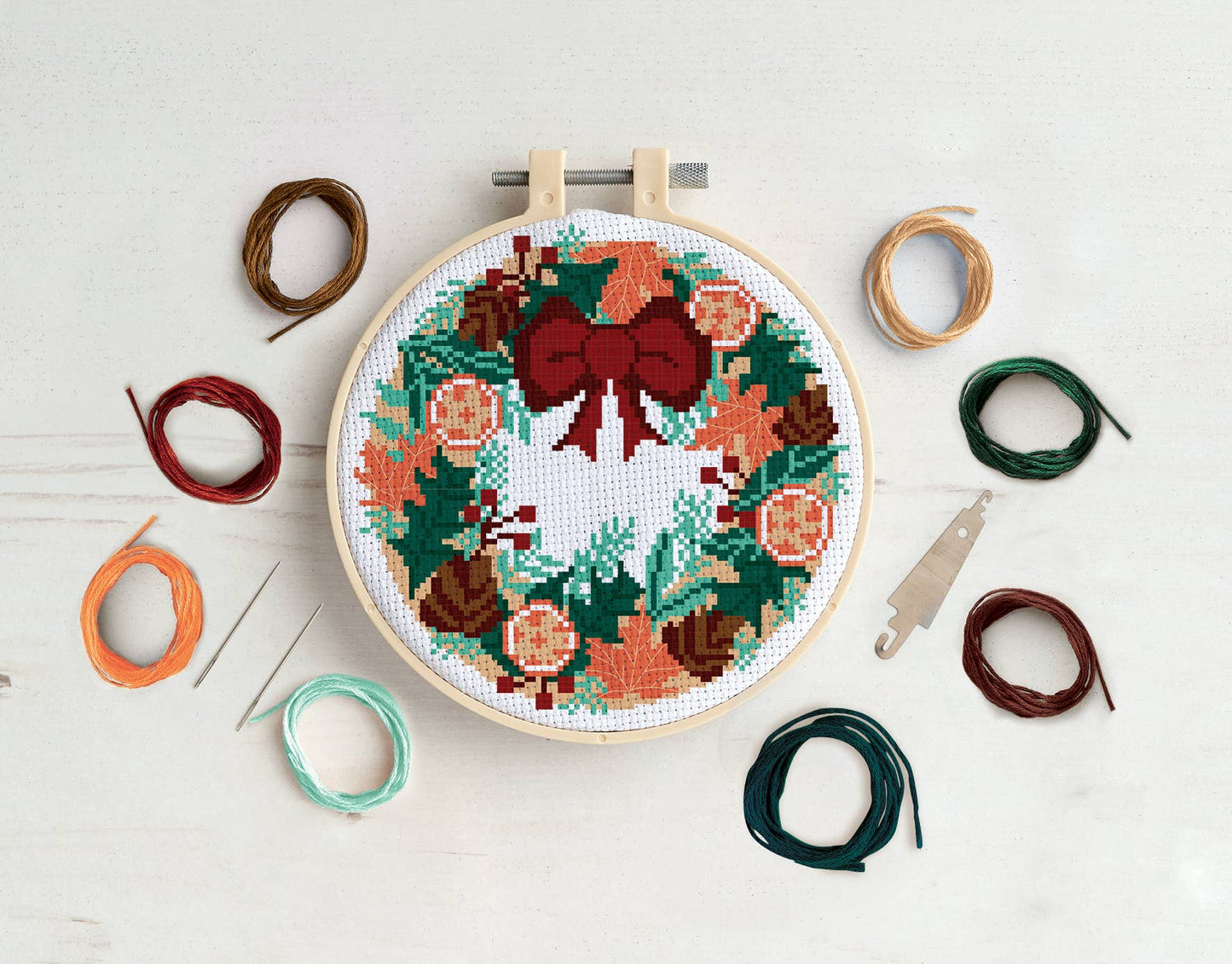 Simply Make Cross Stitch Kit - Autumn Wreath