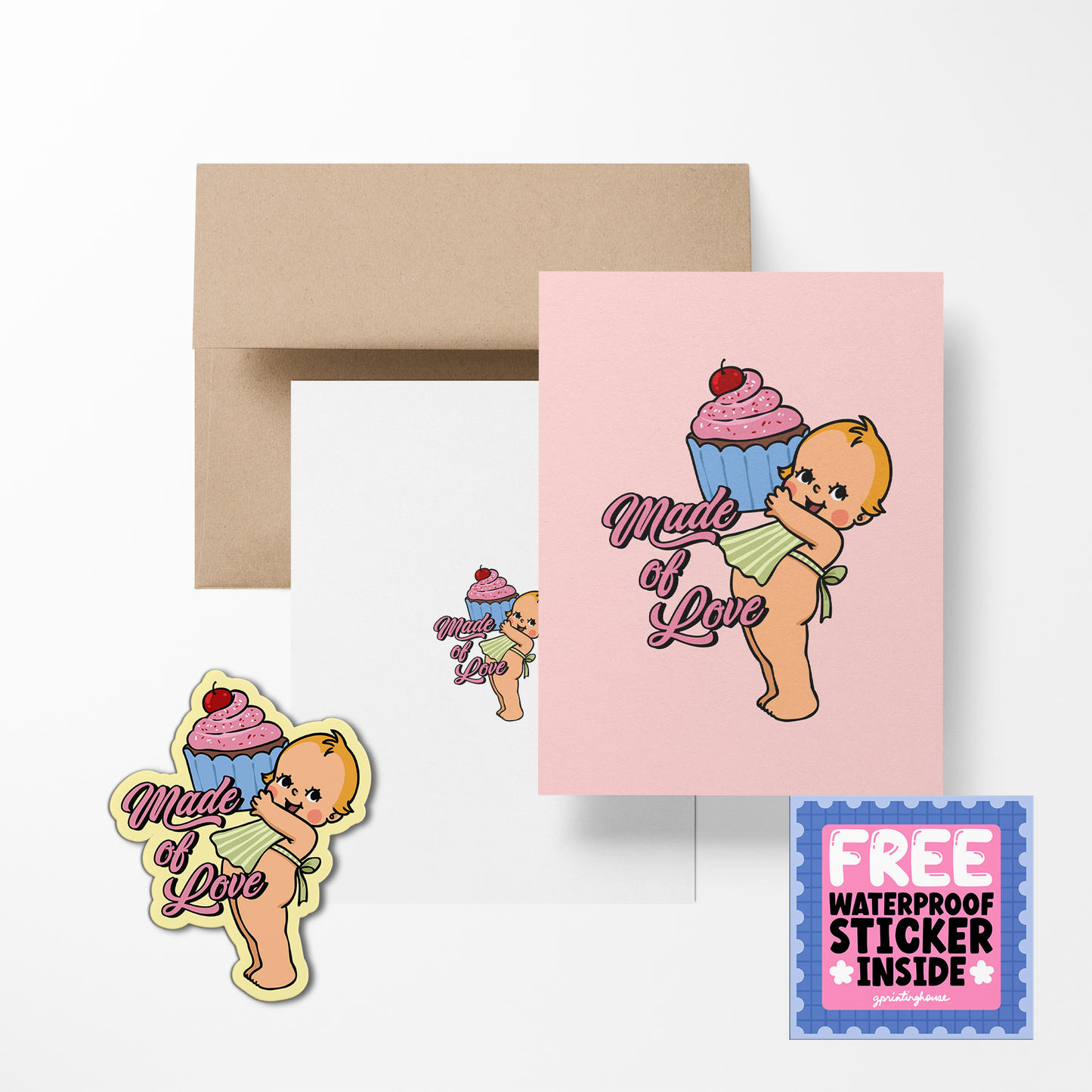 Made Of Love Retro Babies Valentines Greeting Cards