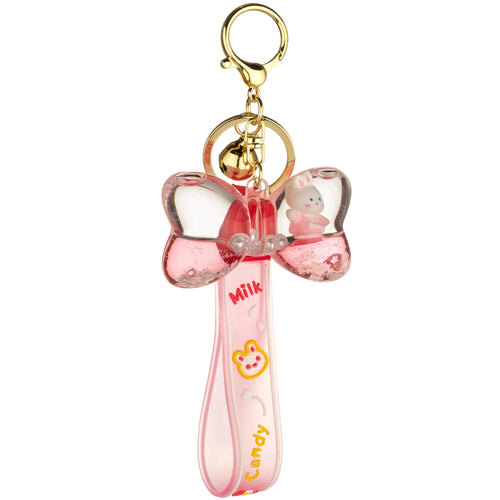 Cute Bow Liquid Effect Sensory Keychain| Pink - Front & Company: Gift Store