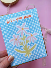 Load image into Gallery viewer, Blue Gingham &#39;Love You Mom&#39; Card
