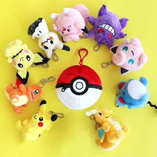 Pokemon Poké Ball Plush Pouch + Random Keychain 8cm SET