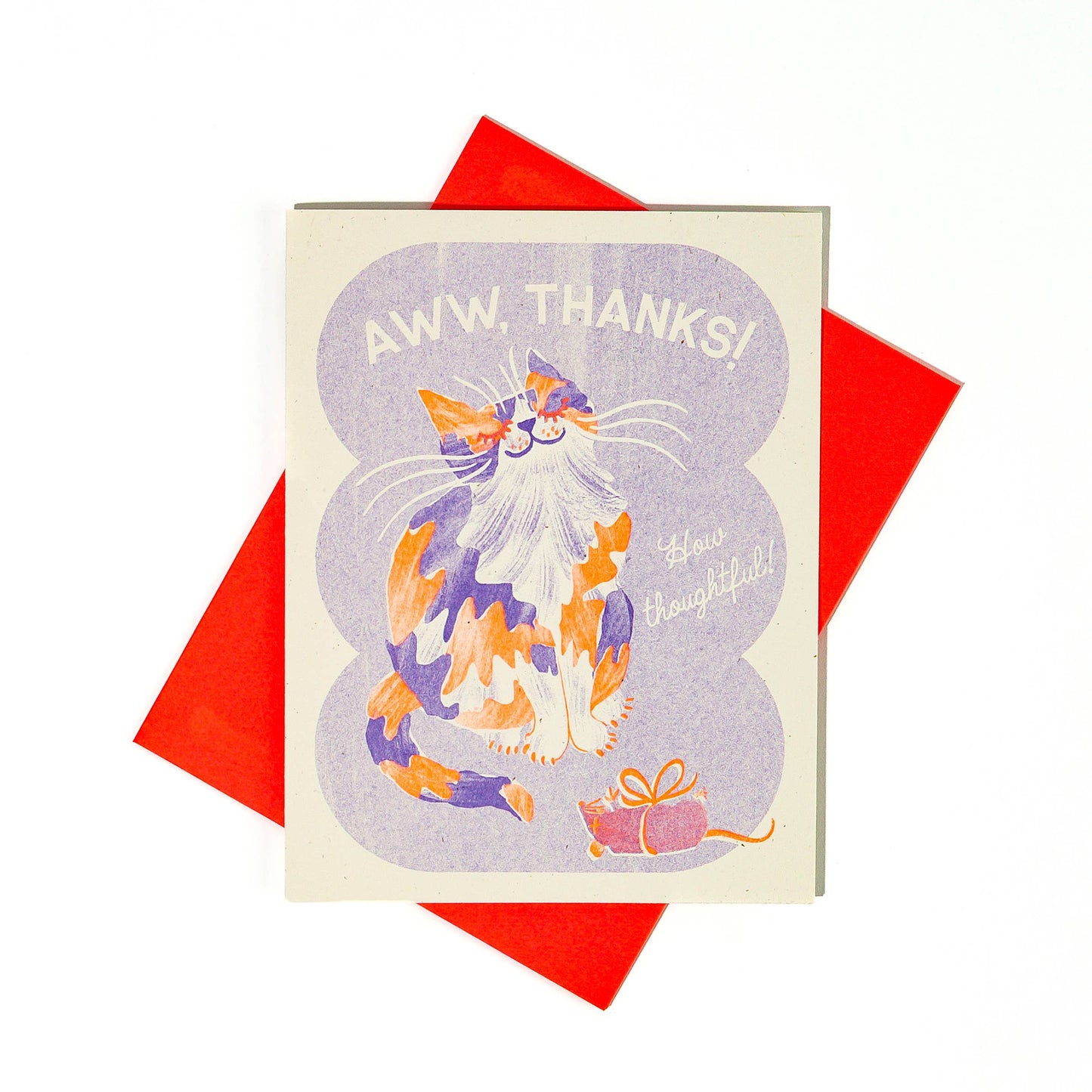 Aww, Thanks! Cat - Risograph Thank You Card