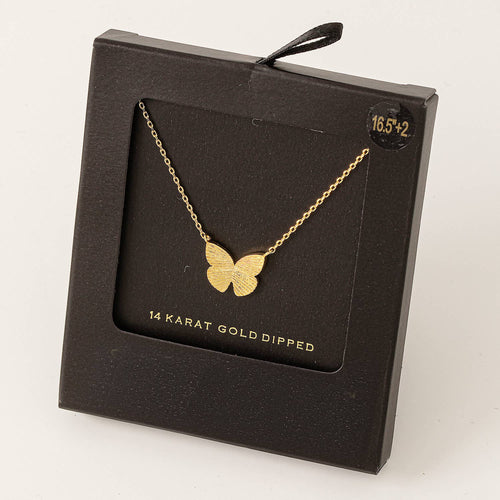 Gold Dipped Butterfly Pendant Necklace - Front & Company: Gift Store