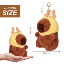 Load image into Gallery viewer, Capybara Dragon Hat Plush Keychain
