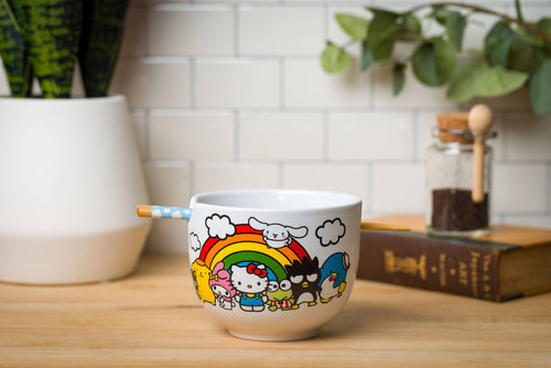 Hello Kitty and Friends Ramen Bowl with Chopsticks - Front & Company: Gift Store