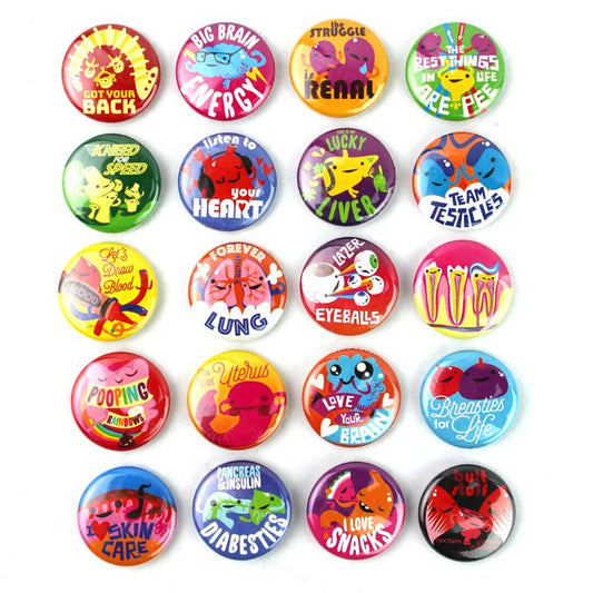 Cute Organs & Health Care Funny Button Assorted