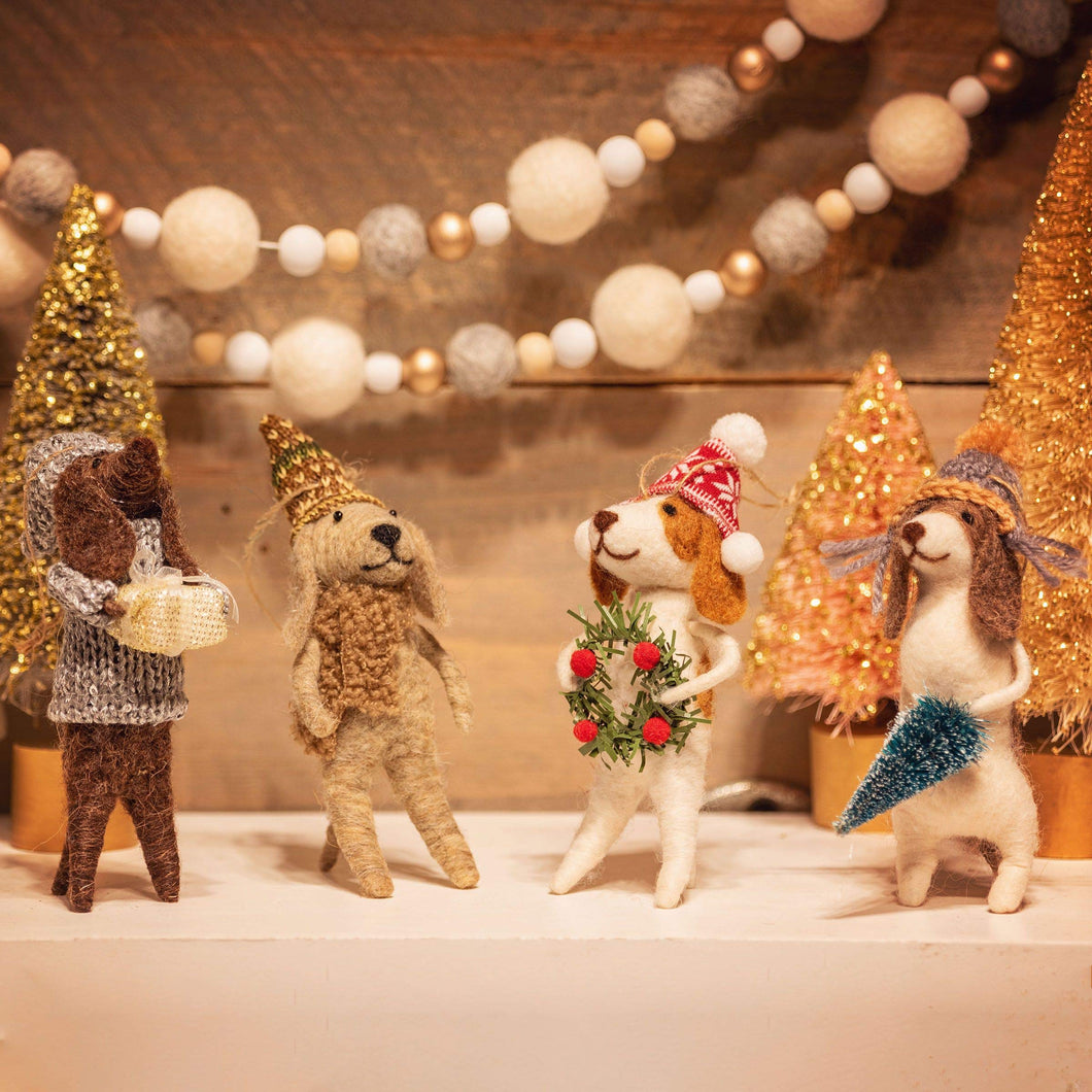 Felt Ornament : Caroling Dogs Asst