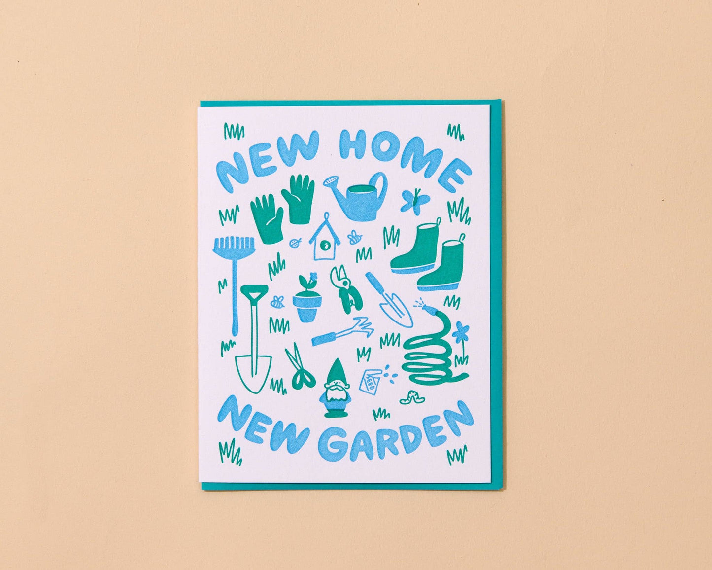 Modern Letterpress New Home Greeting Card - New Home Garden