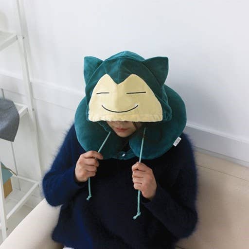 Poketmon Traveling, Daily Neck Pillow With Hoodie Cushion