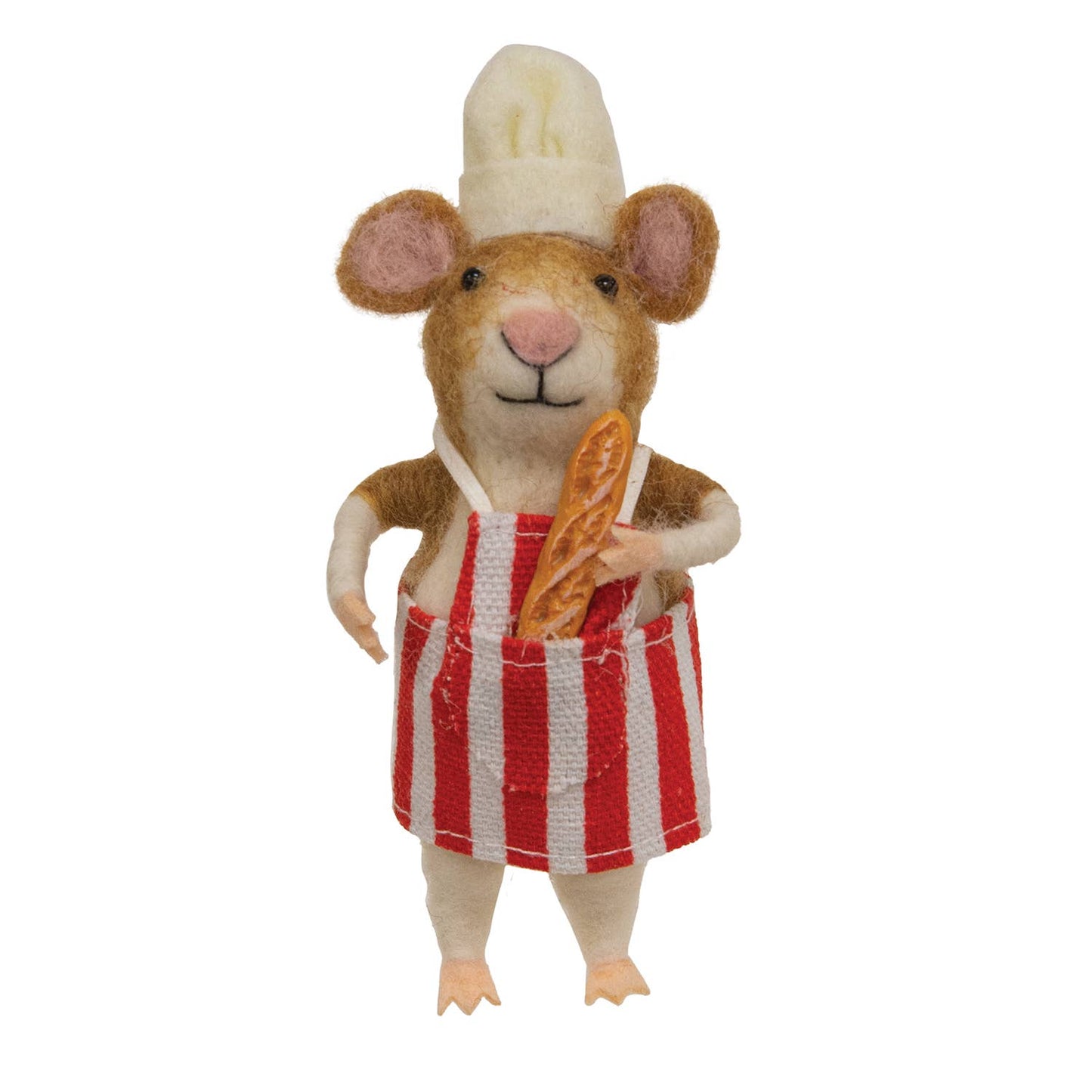 Chef Mouse with Baguette Felted Ornament