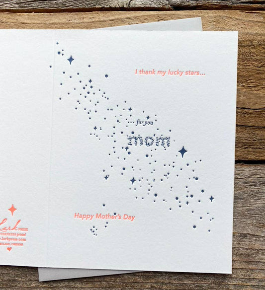 I Thank My Lucky Stars for You MOM Letterpress Card