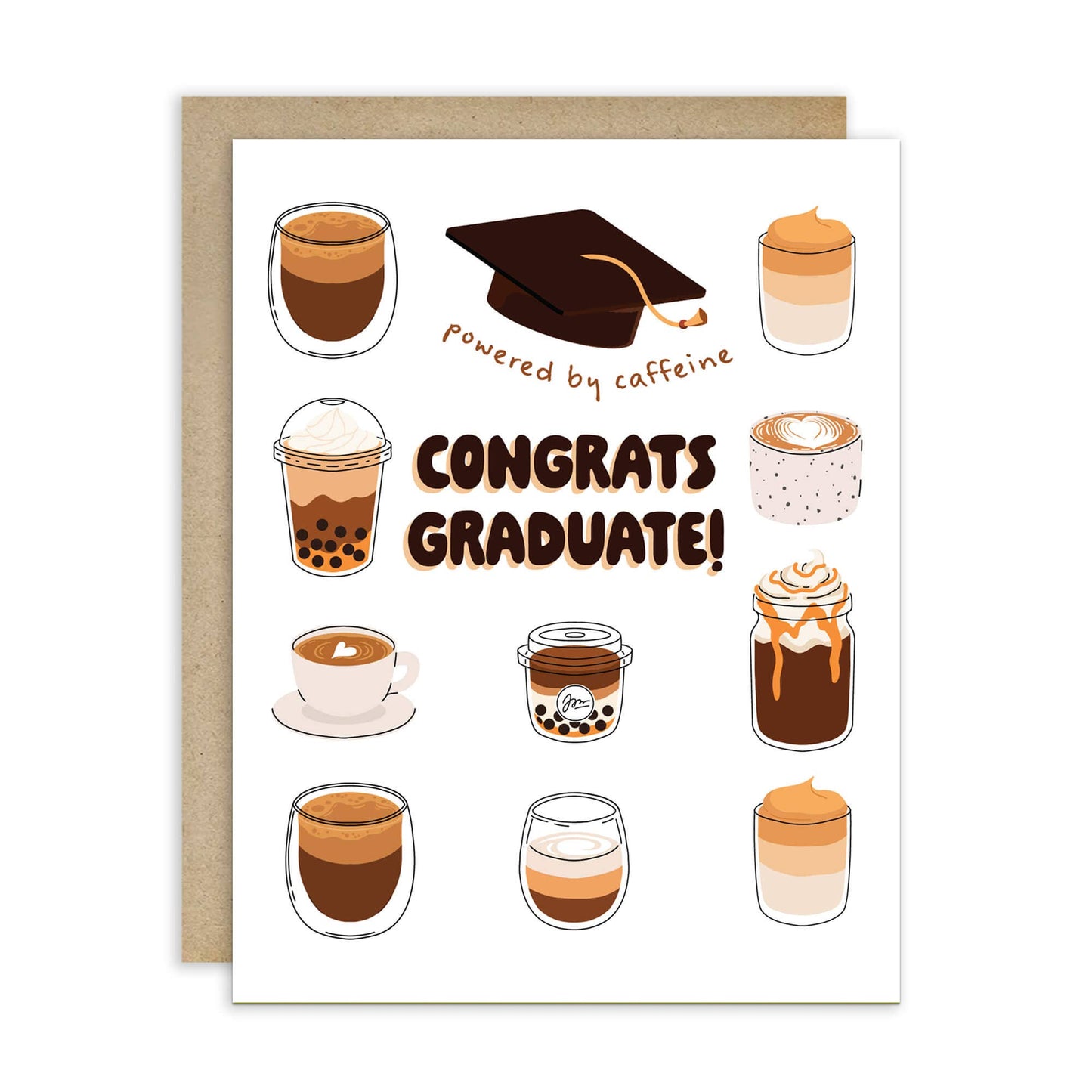 Coffee Graduation Card | Caffeine Drink Bubble Tea Congratulations