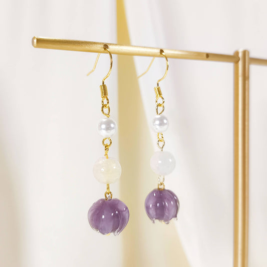 E200 lavender flower dangle earrings, flower earrings