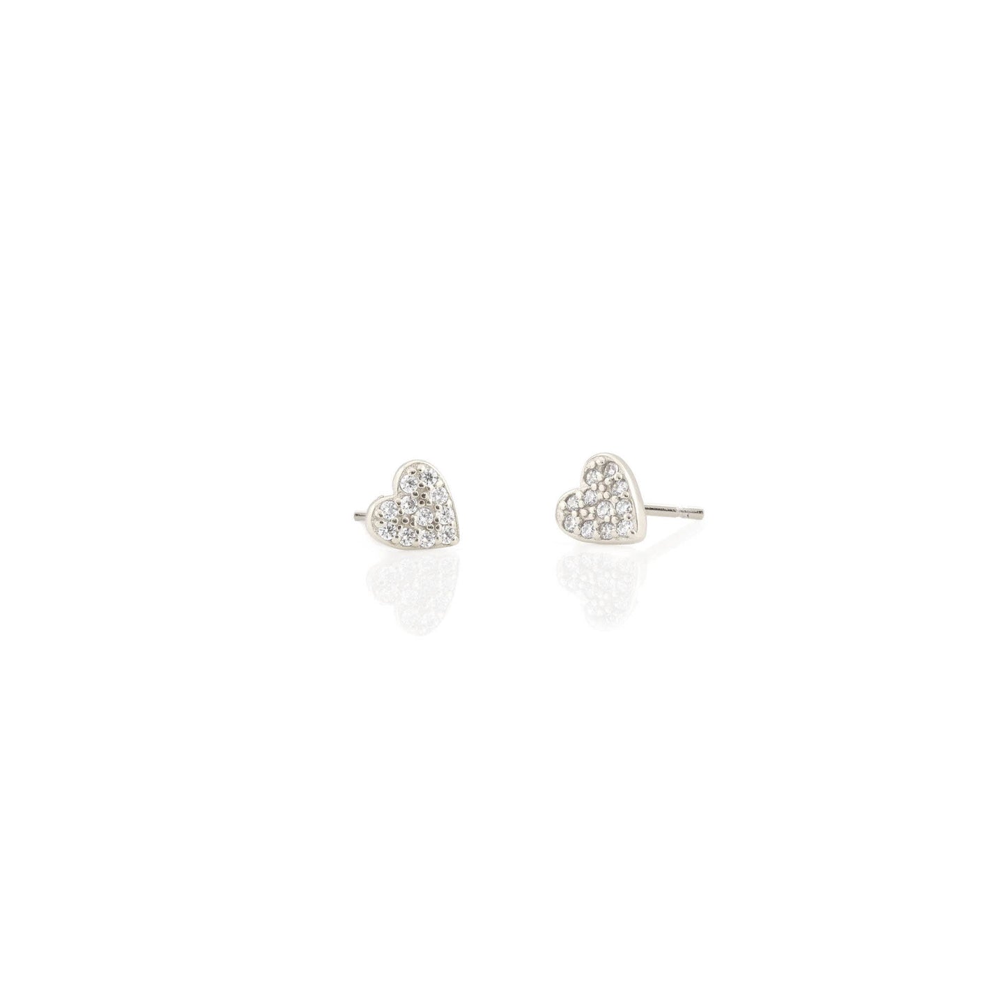 Heart Crystal Stud Earrings 18K Gold Vermeil