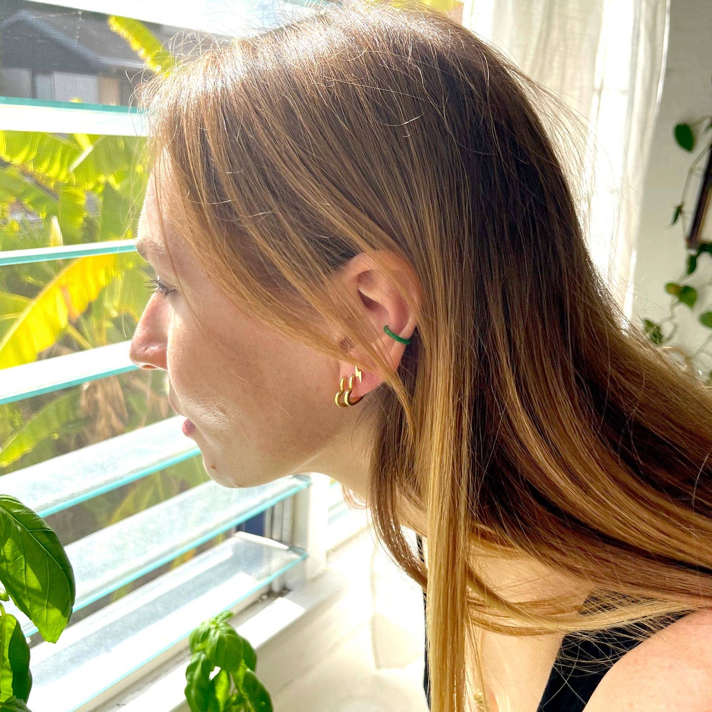 Open Heart Hinged Huggie Hoops 18K Gold Vermeil