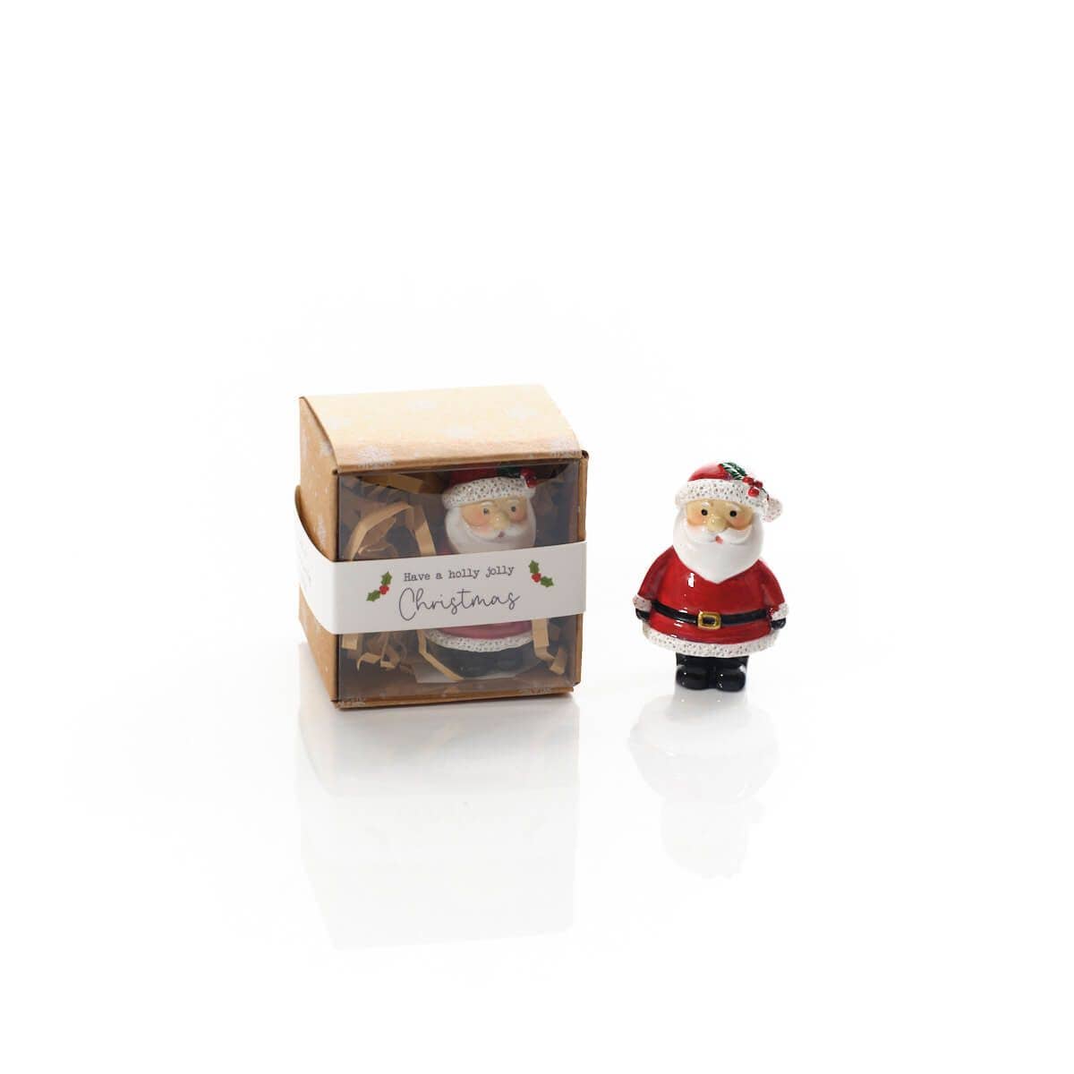 Christmas Tiny World Resin Father Christmas Keepsake Ornament With Gift Box **