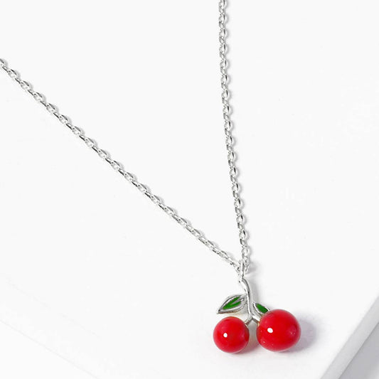 Cherry Figure Pendant Gold Dipped Necklace