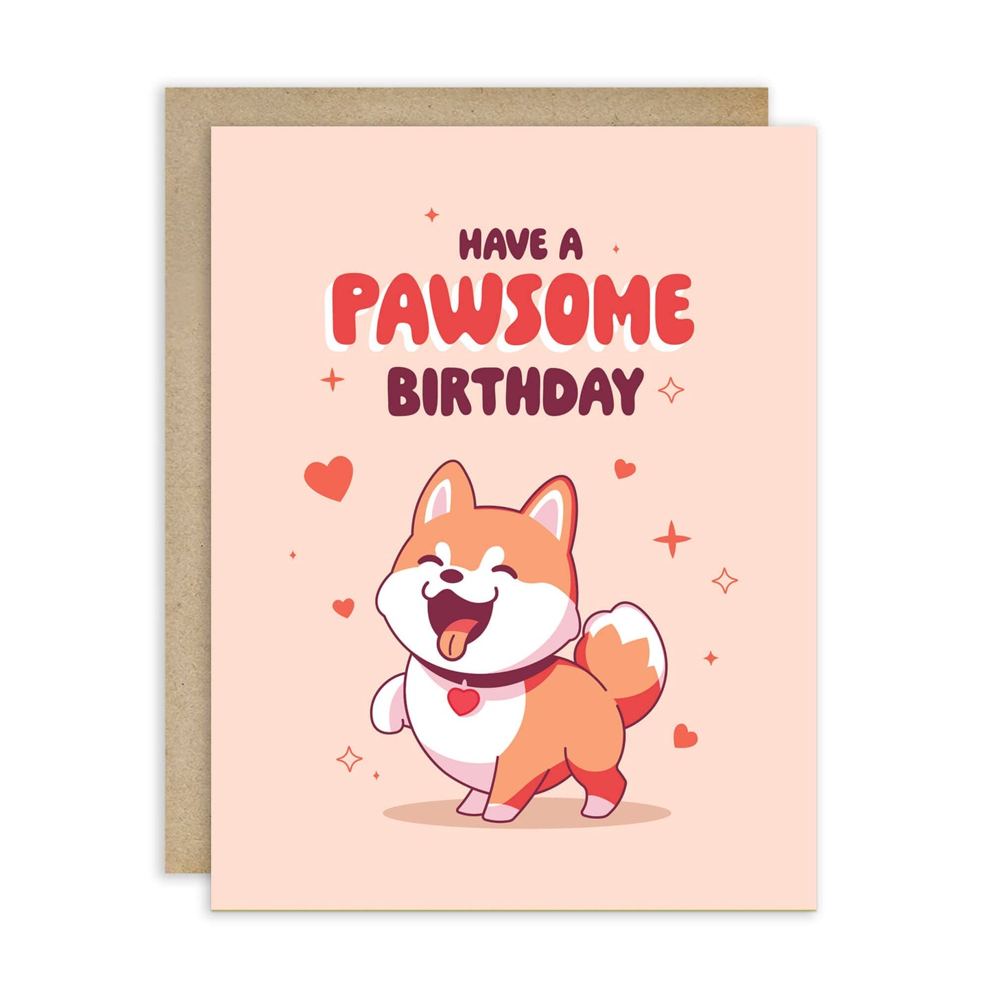 Paw-some Birthday Card | Shiba Inu Dog Japanese Kawaii Asian Funny Pun