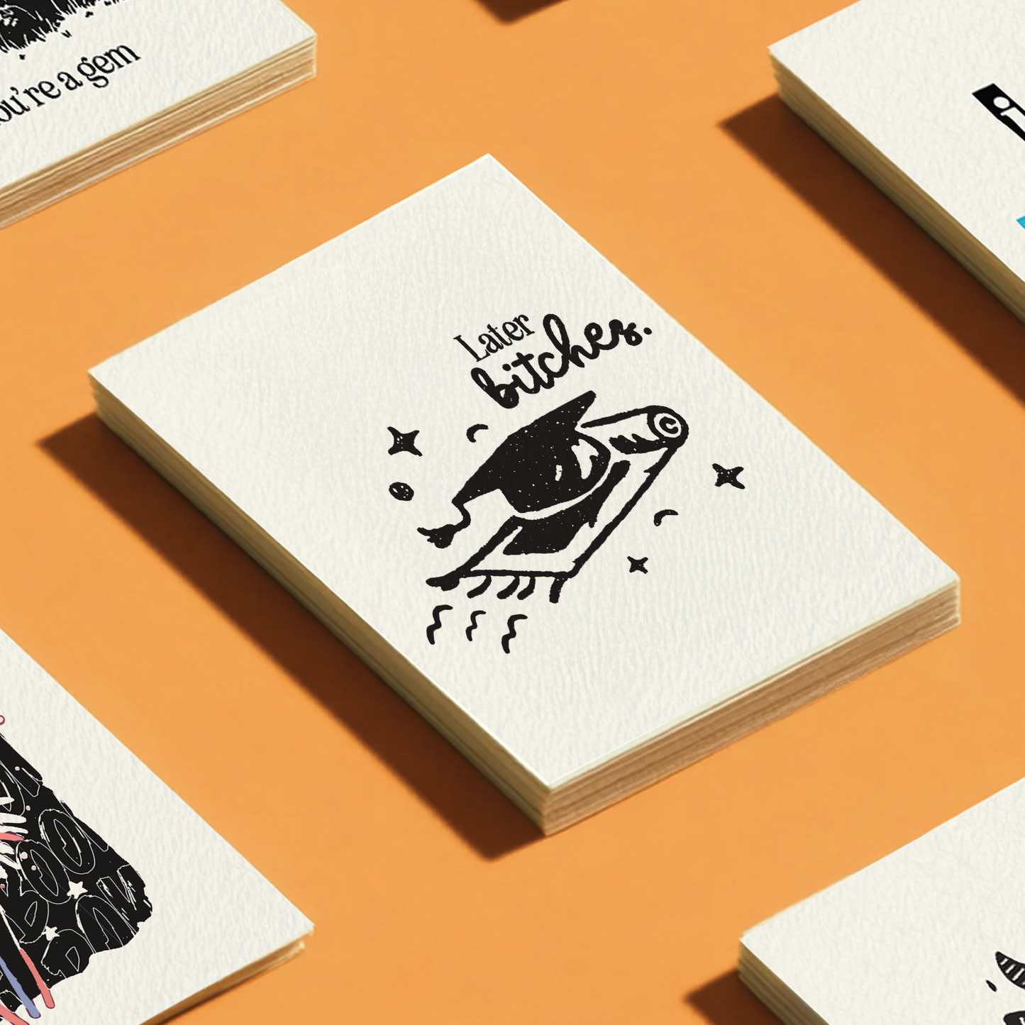 Later Bitches, Flying Diploma - A2 Graduation Greeting Card