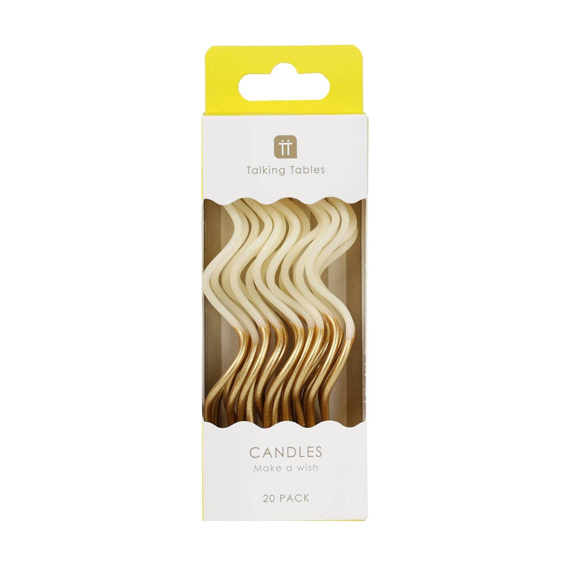 Gold & White Twist Birthday Candles - 20 Pack | Cake Candle|