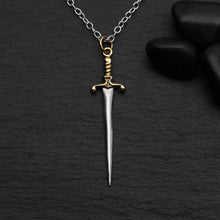 Load image into Gallery viewer, Sterling Silver Sword Necklace with Bronze Handle 18 Inch
