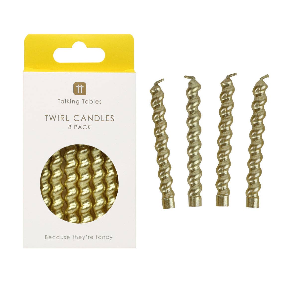 Gold Twirl Birthday Candles - 8 Pack | Birthday Party |