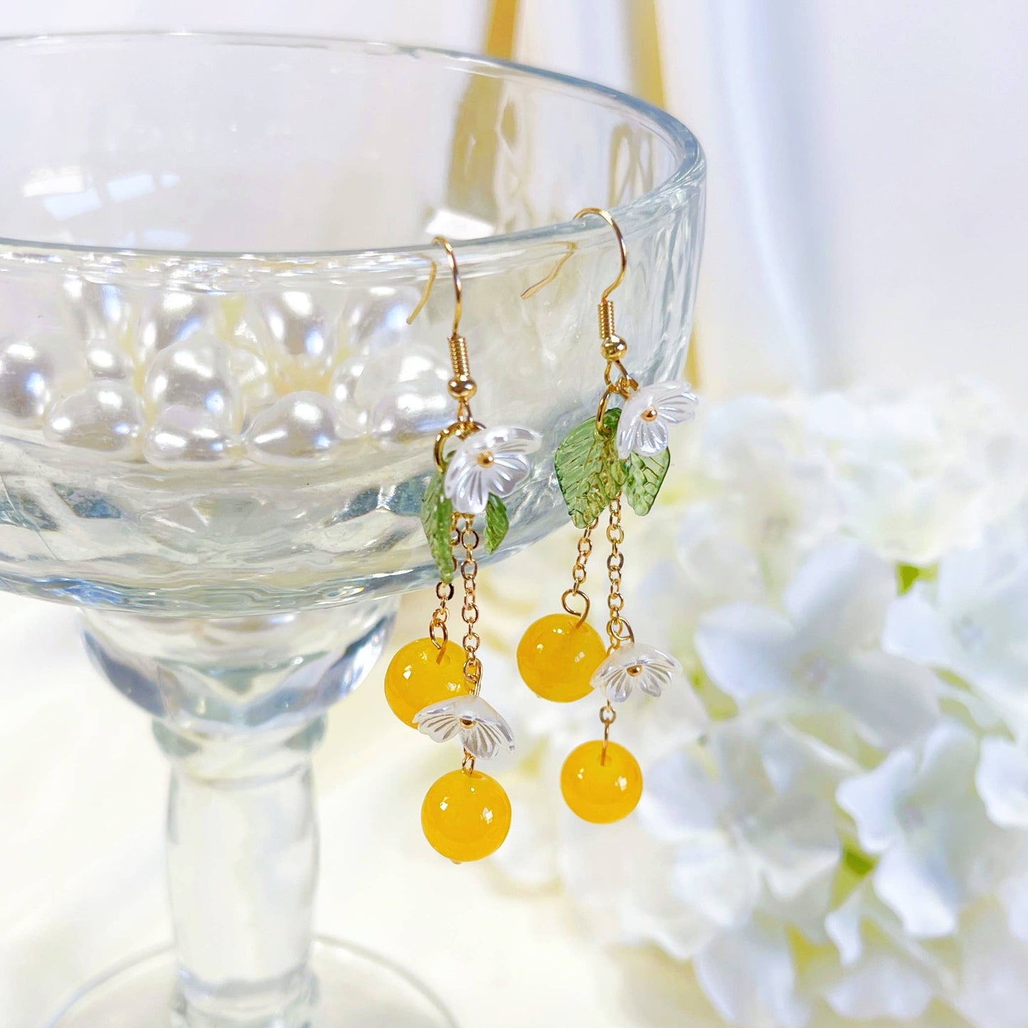 E227 glass beads earrings, dangle earrings, fruit earrings