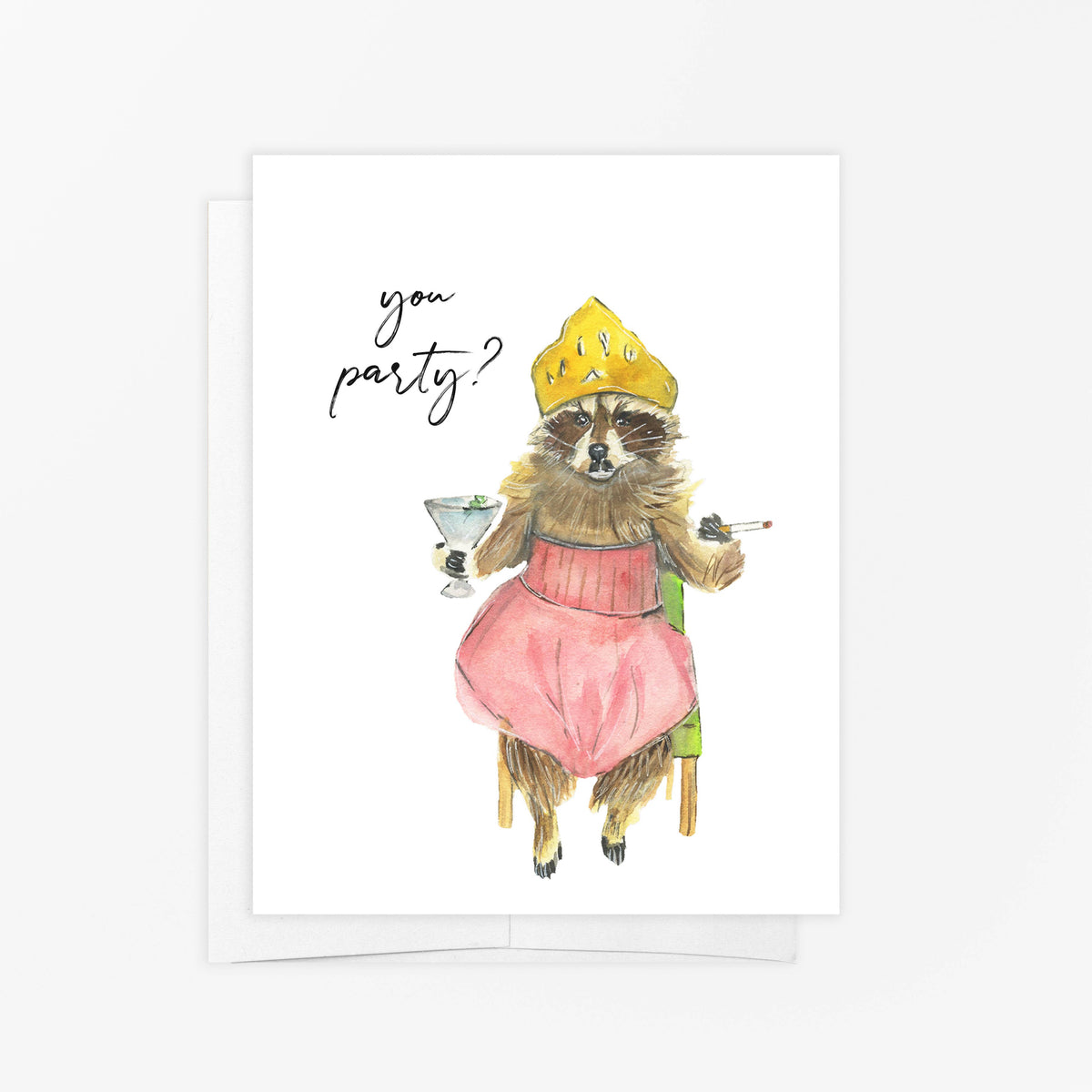 Greeting Card - You Party? Funny Raccoon