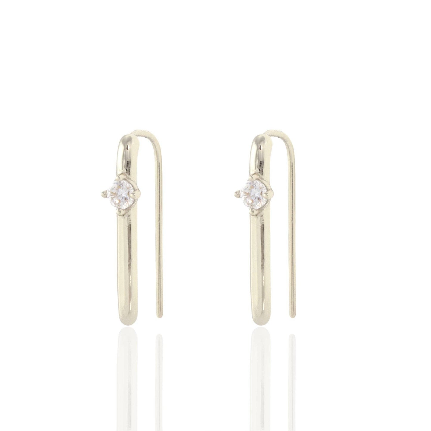 Arc Pull Through Hoop Earrings with Crystal