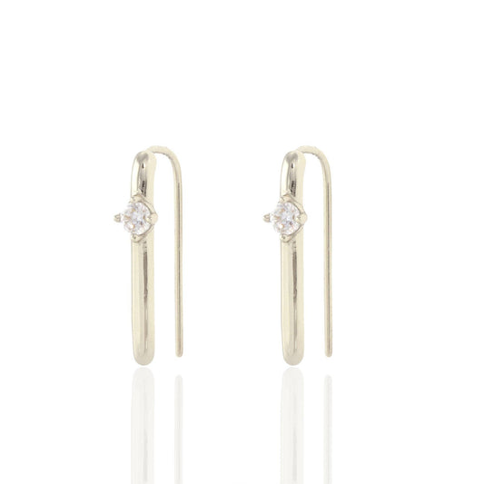Arc Pull Through Hoop Earrings with Crystal