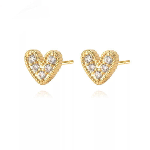 Nia Pave Heart Studs - Front & Company: Gift Store