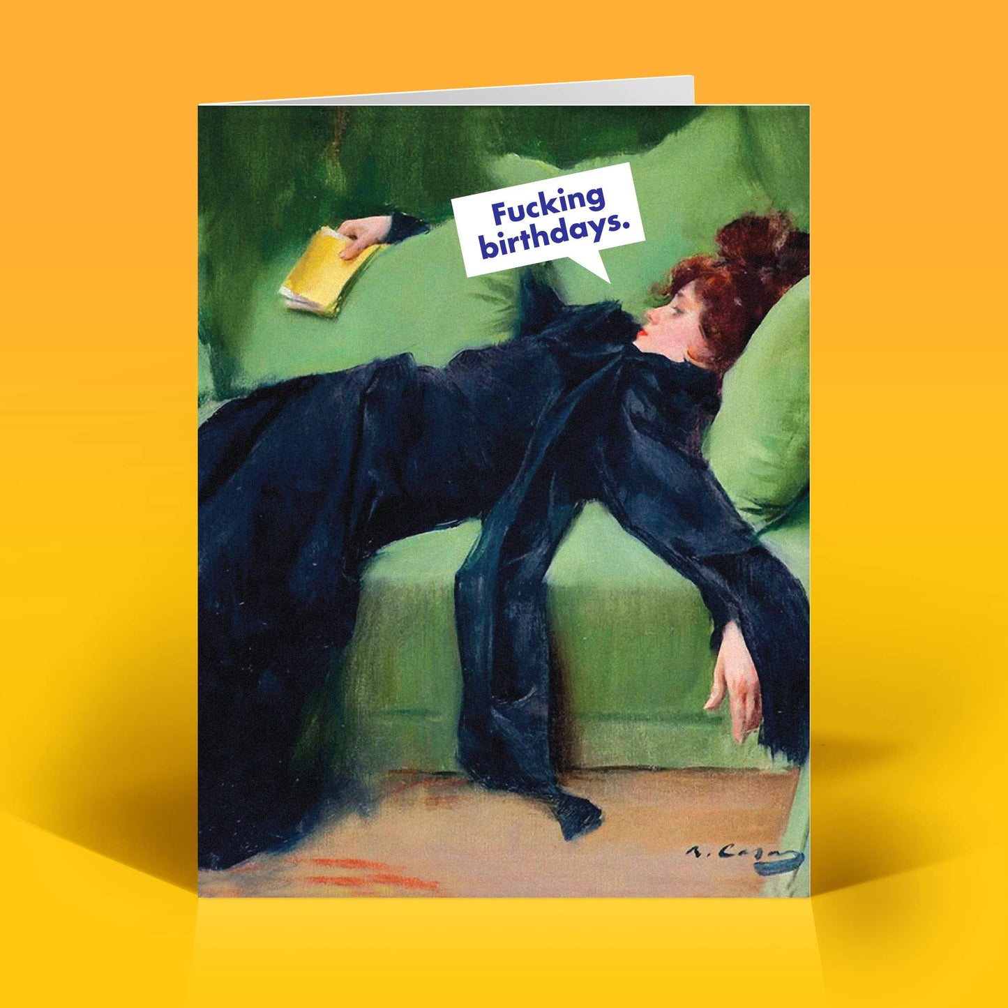 Funny Birthday Card - EXHAUSTED - Vintage Quirky Humor