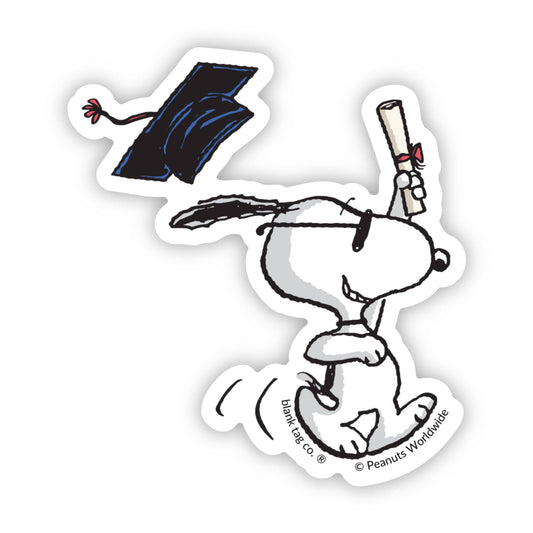 Peanuts® Waterproof Sticker - Graduating Snoopy